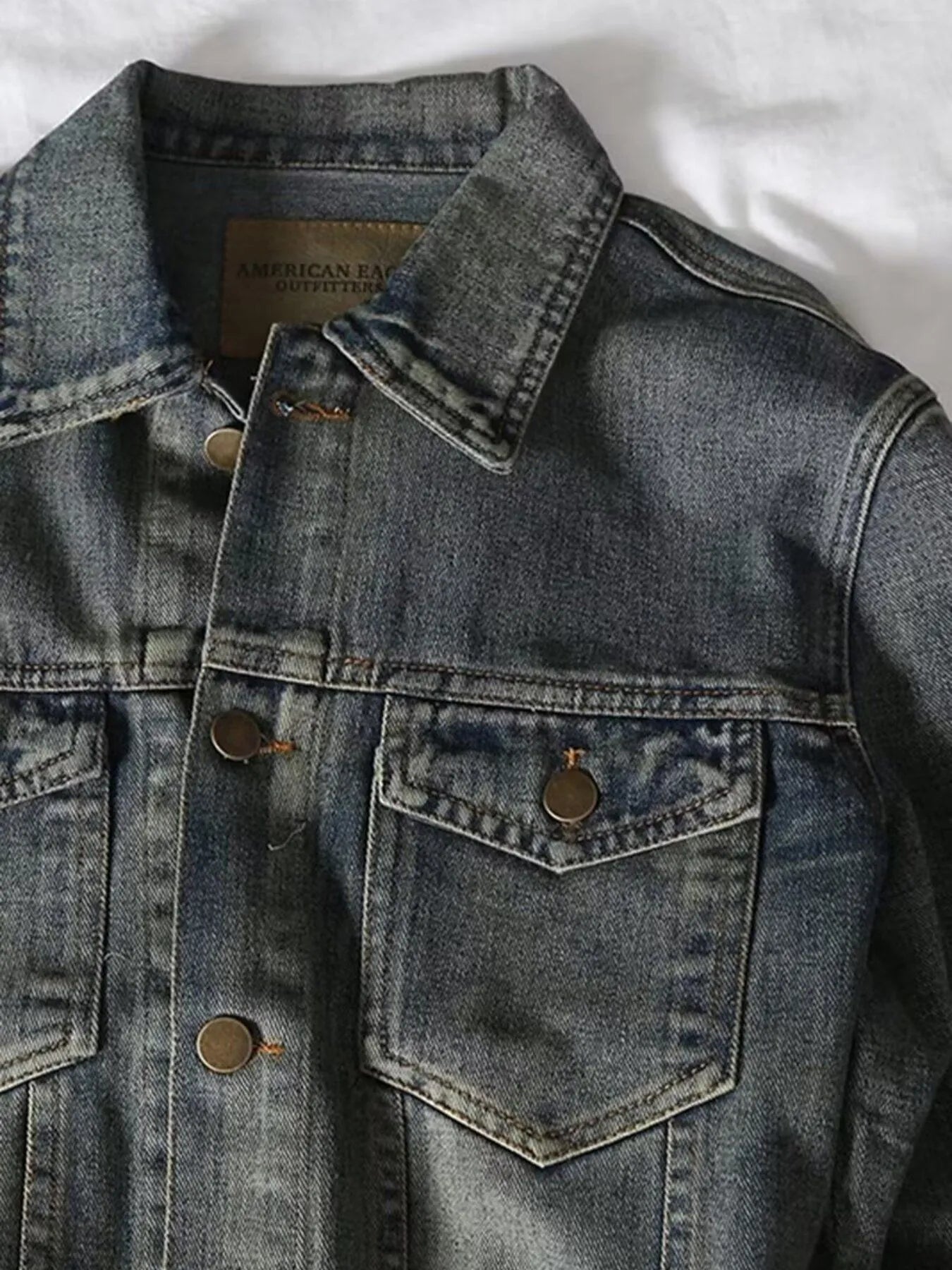 Men's Plus Size Button Up Long Sleeve Denim Jacket