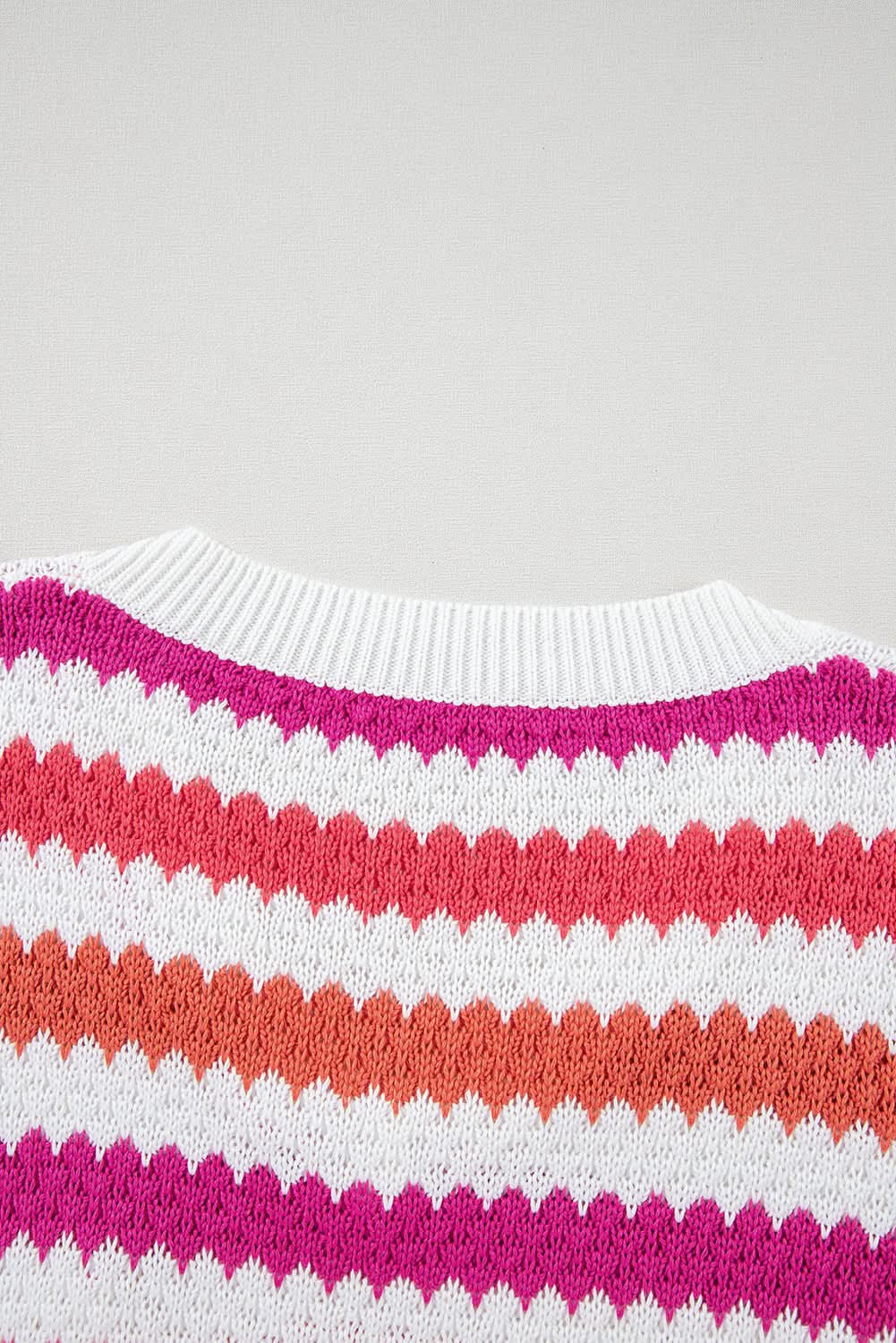 Pink Stripe V Neck Drop Shoulder Plus Size Sweater