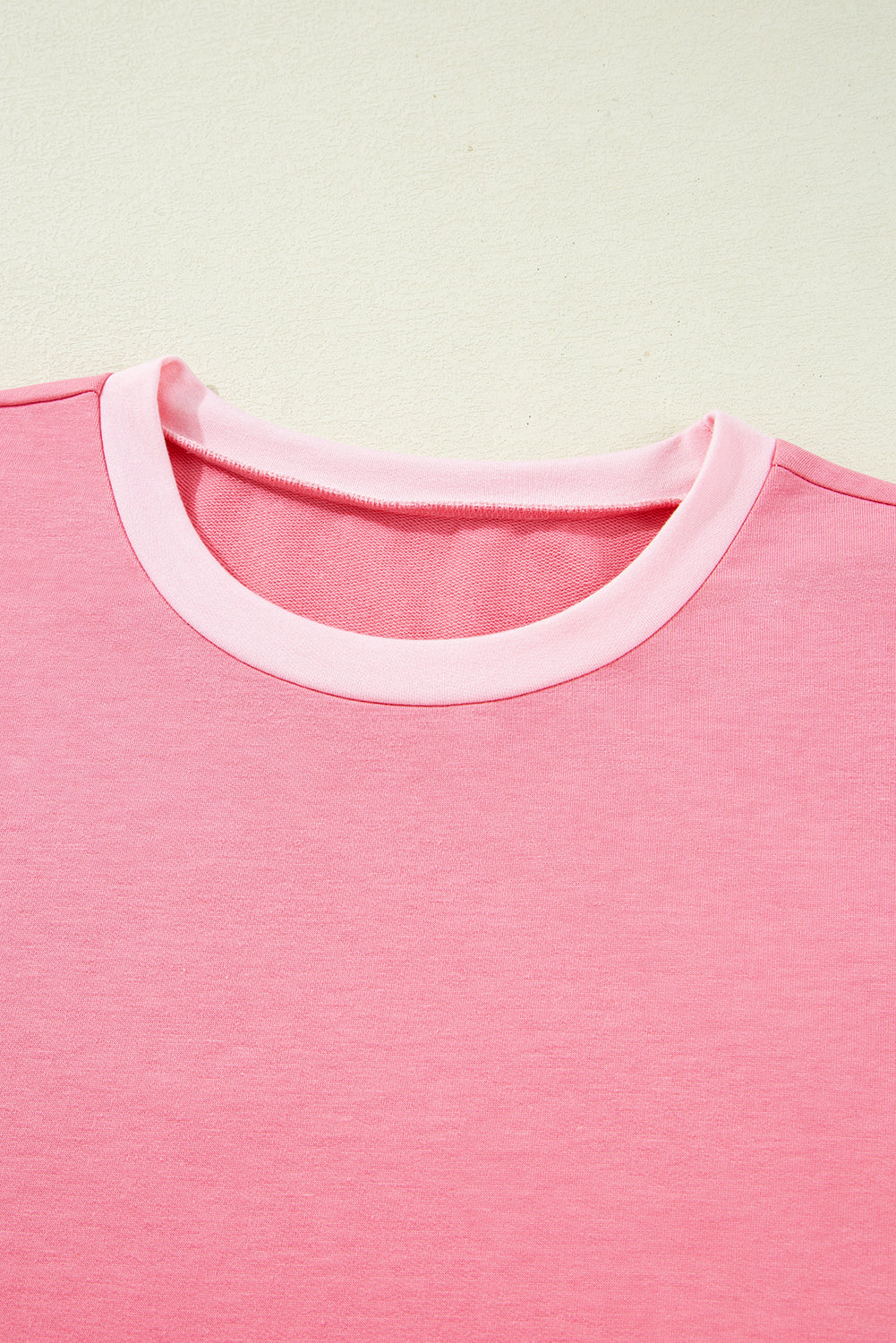 Peach Blossom Patchwork Two Tone Half Sleeve Plus Size Tee