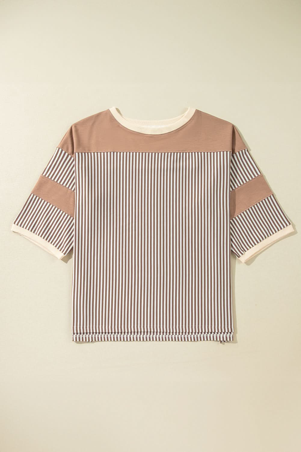 Khaki plus size patchwork tee