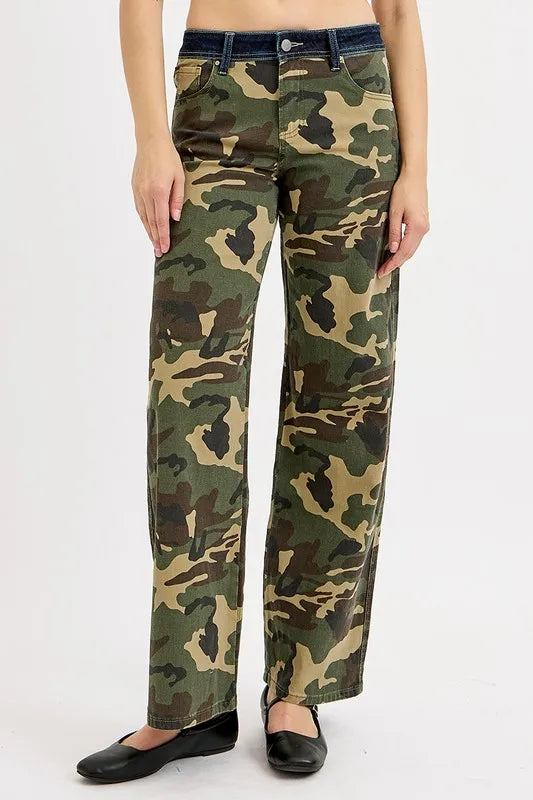 RISEN Camouflage Wide Leg Jeans