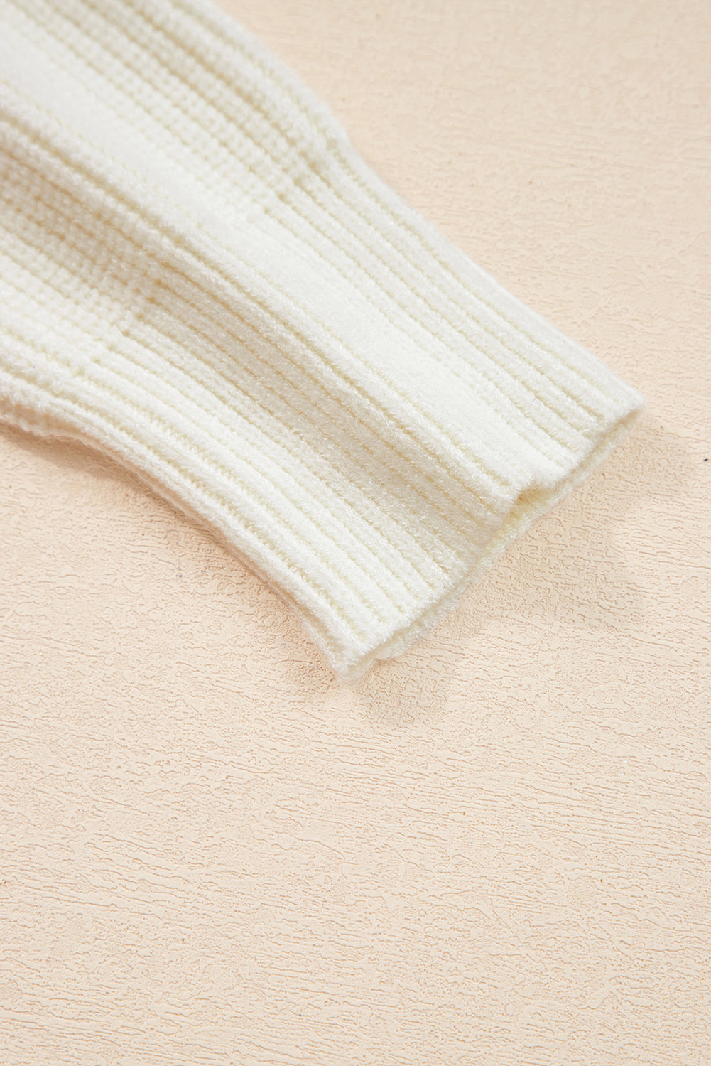 Beige Pumpkin Embroidered Ribbed Thanksgiving Sweater