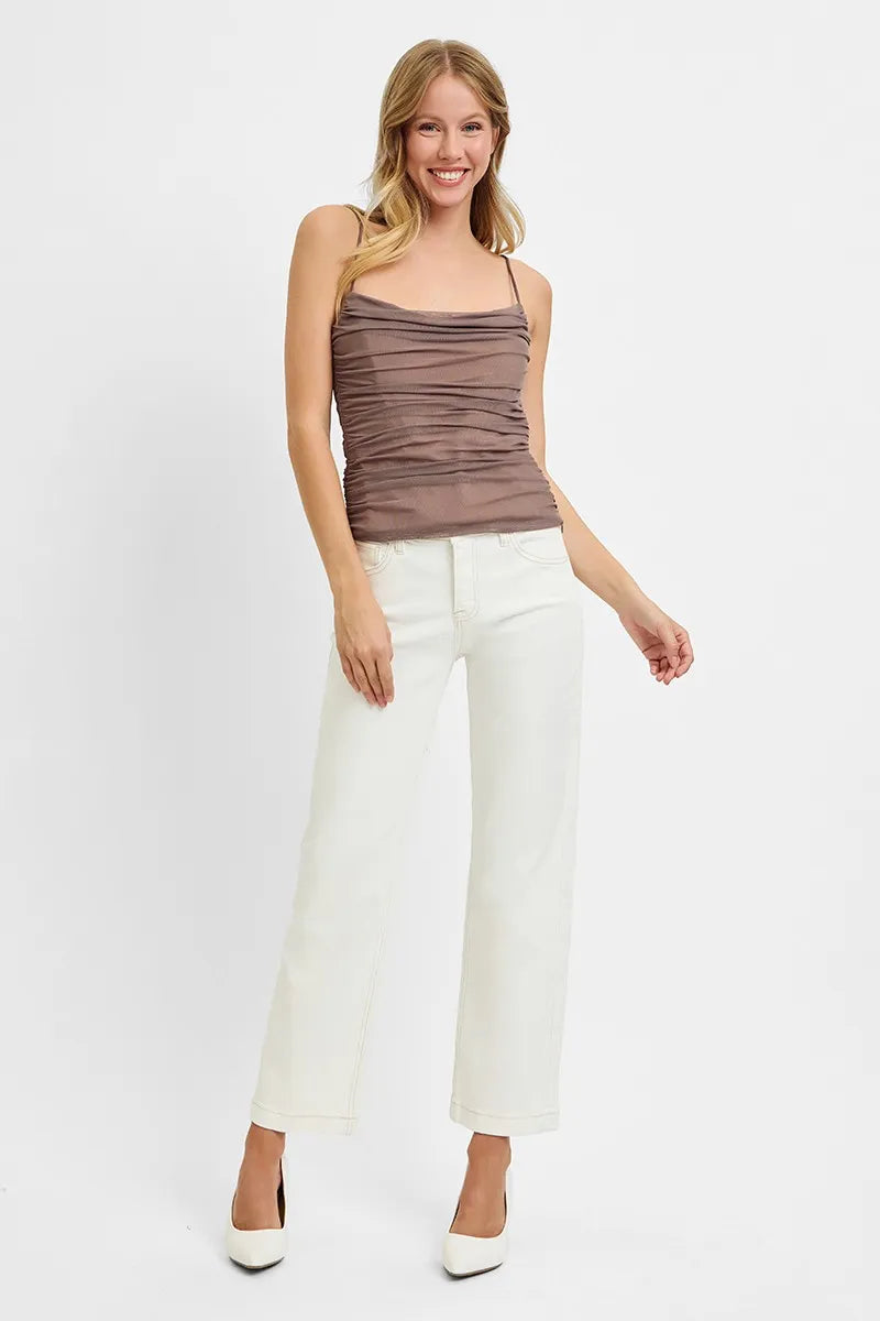 Risen Tummy Control Mid Rise Ankle Straight Jeans Plus Size