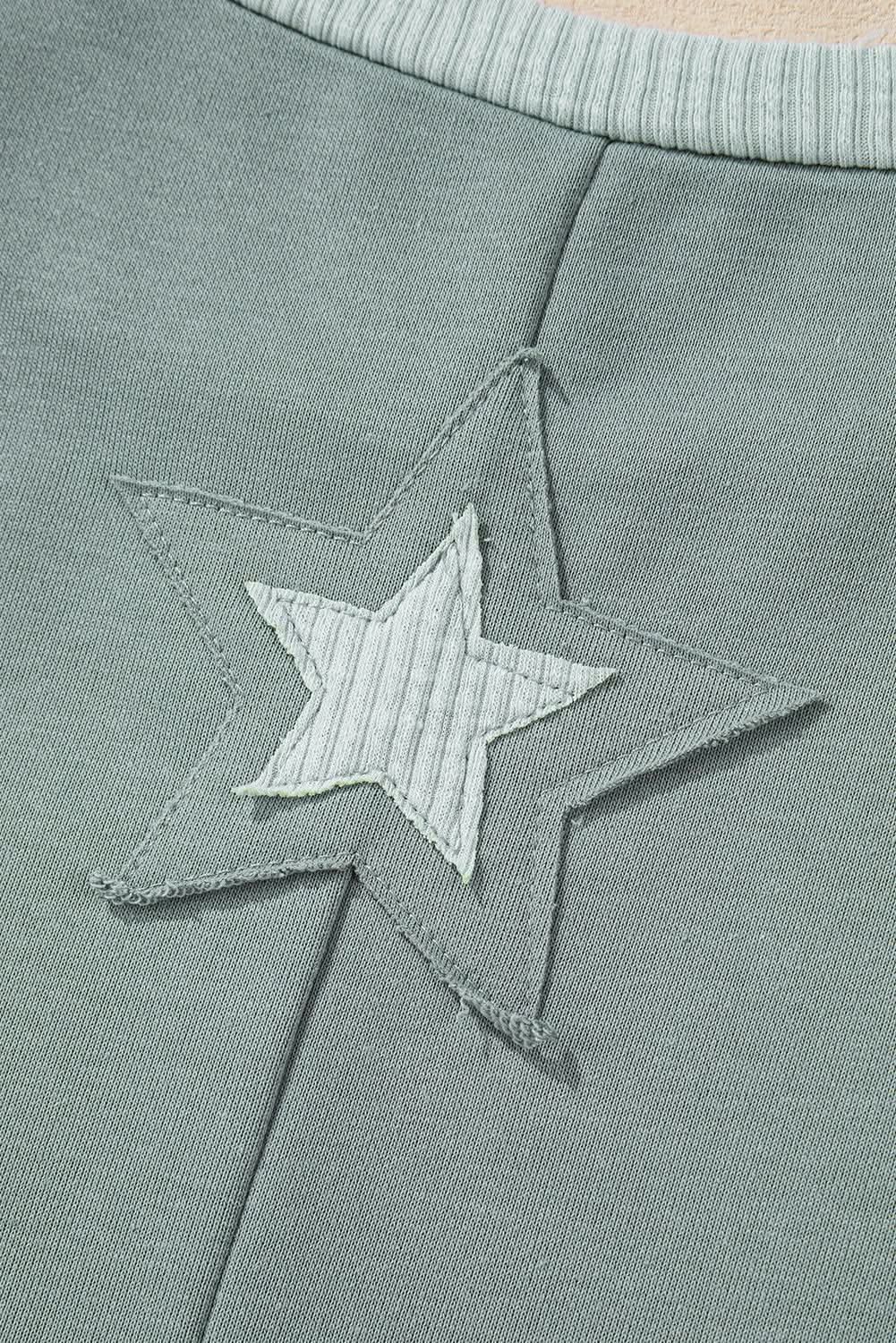 Mist green starry patchwork tee