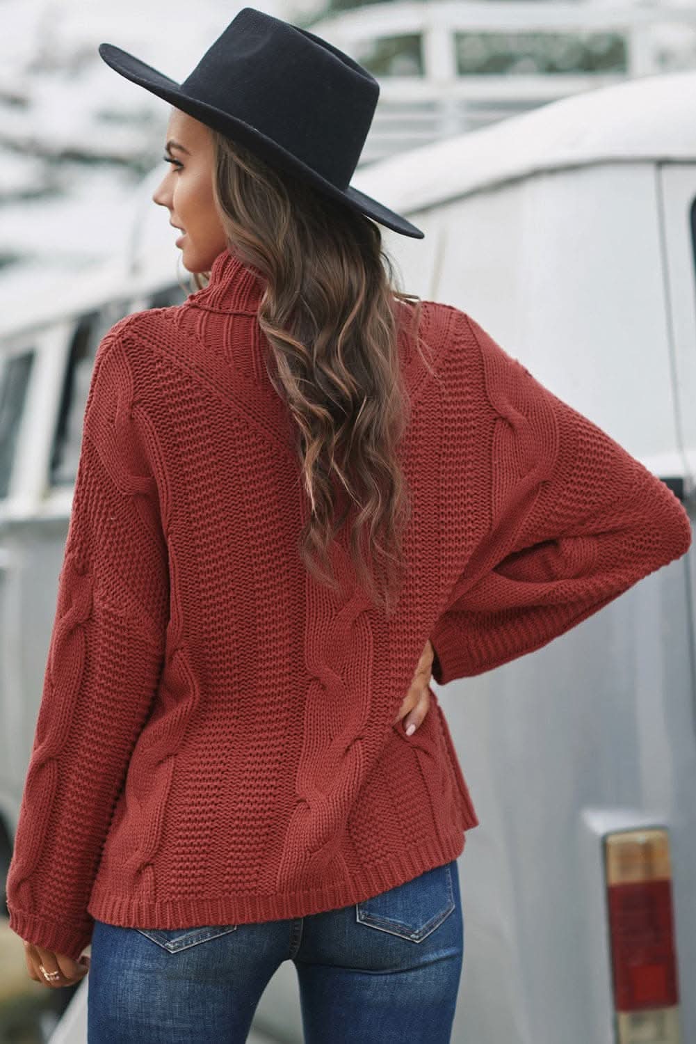 Cozy cable-knit turtleneck sweater