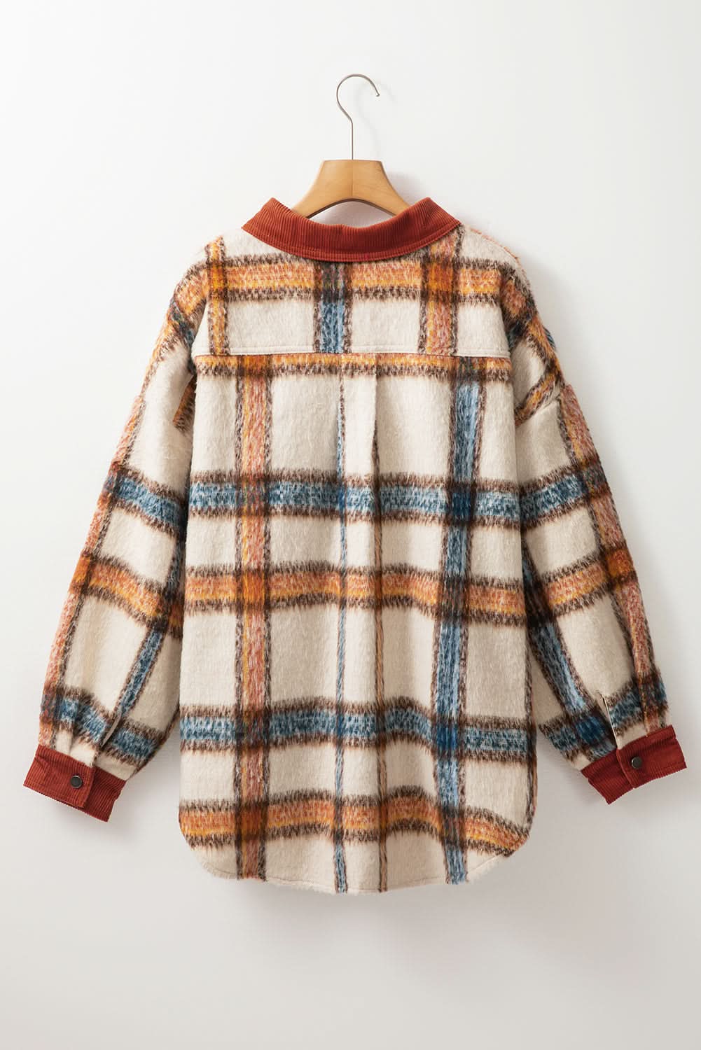 Brown stripe plus size plaid jacket