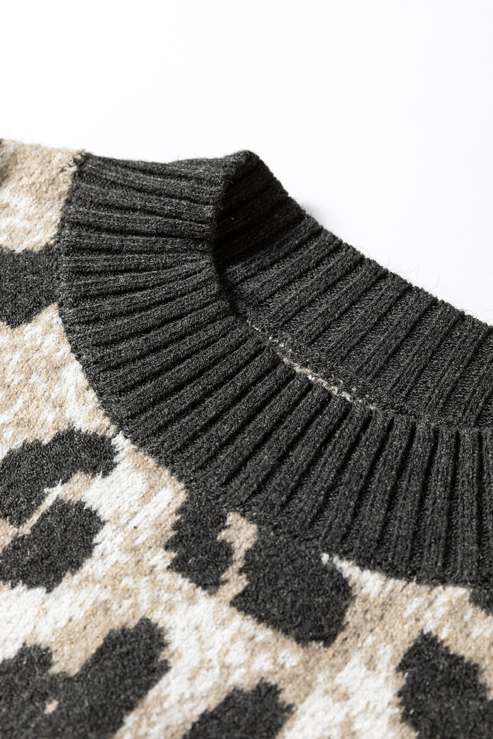 Carbon Grey Leopard Drop Shoulder Baggy Knit Sweater