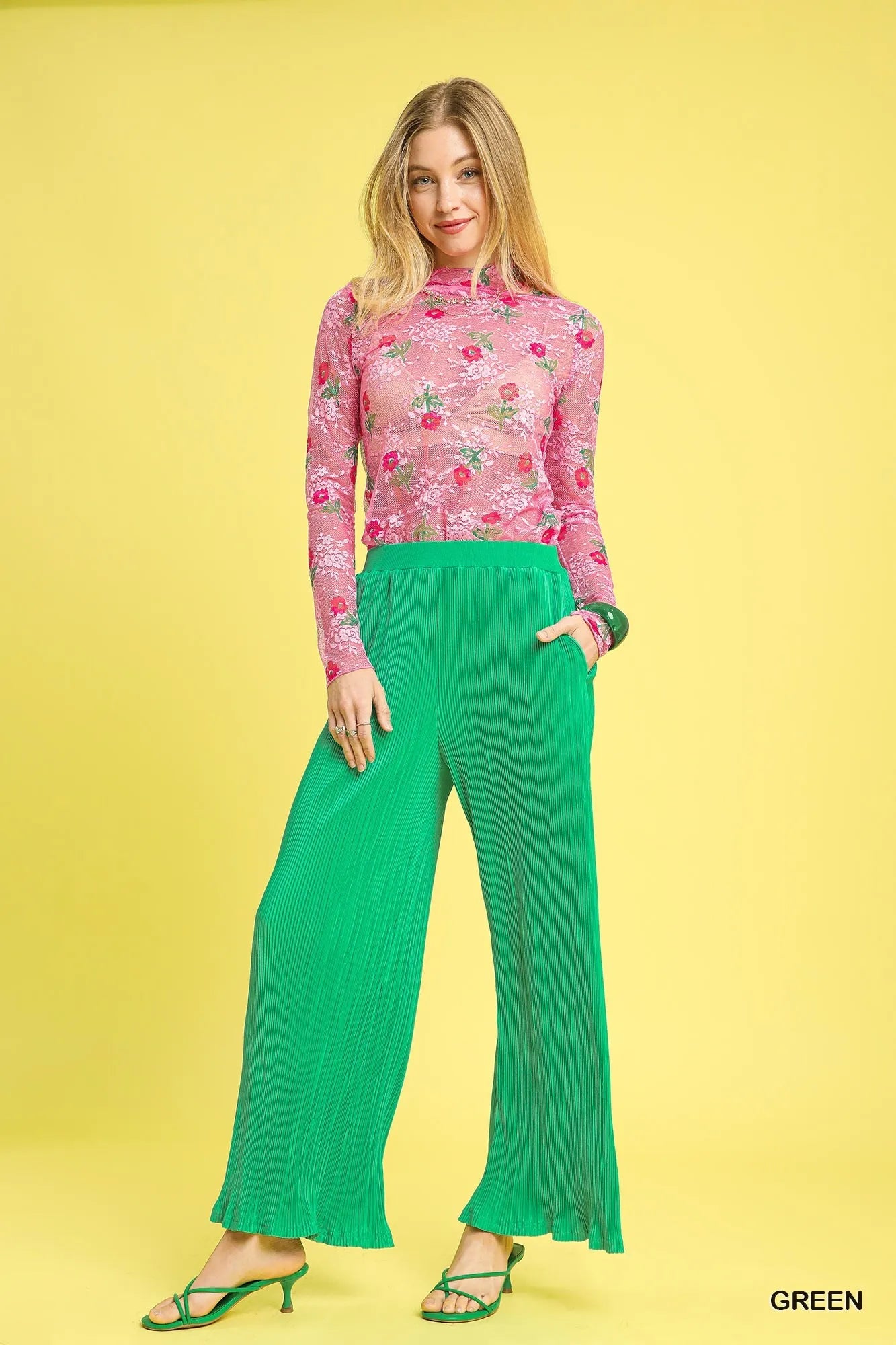 Umgee Wide Leg Textured Pants