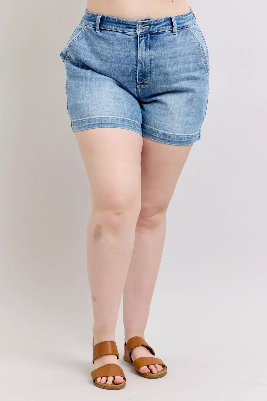 Judy Blue Plus Size High Rise Denim Shorts Light Blue Wash