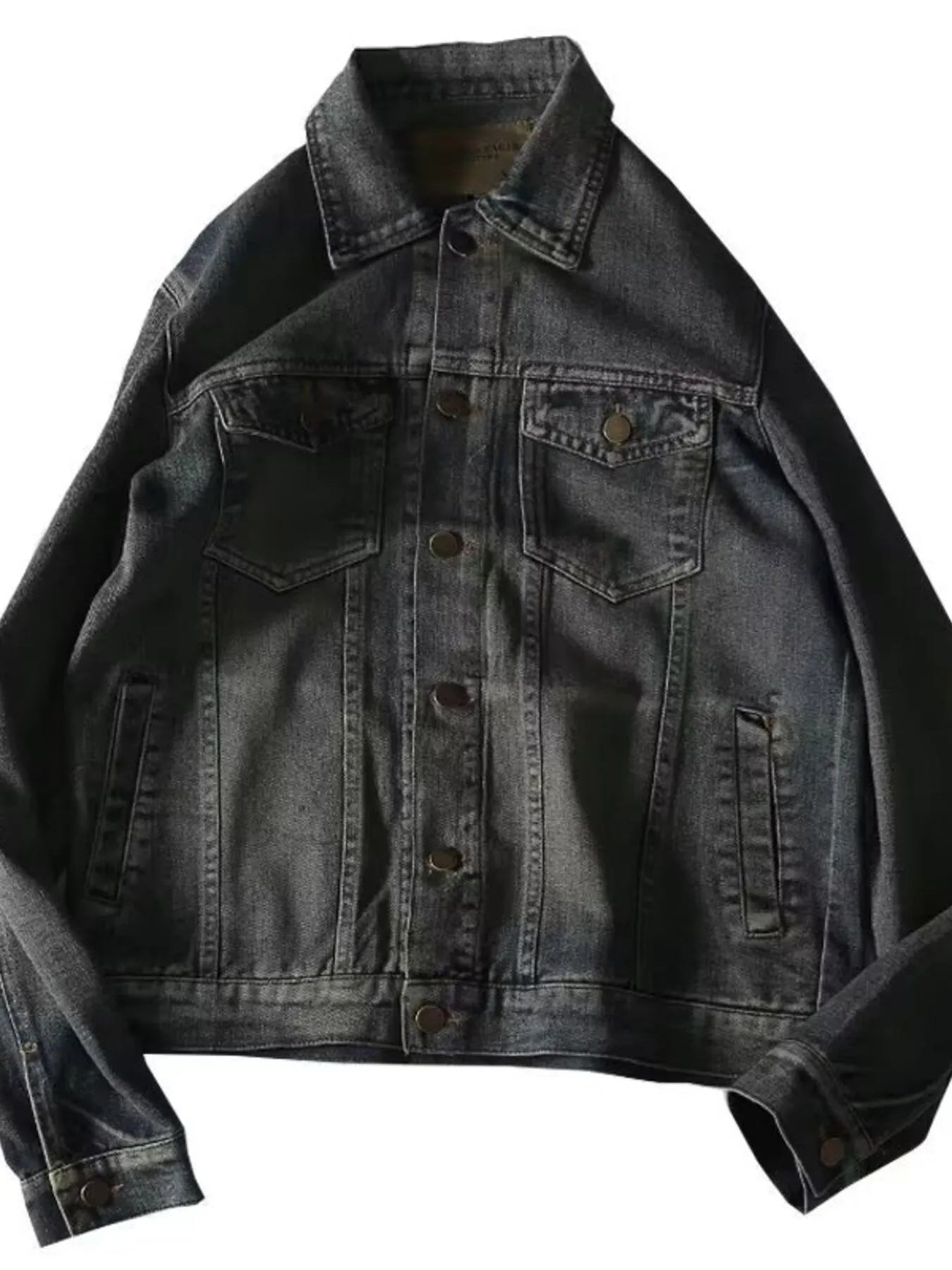 Men's Plus Size Button Up Long Sleeve Denim Jacket