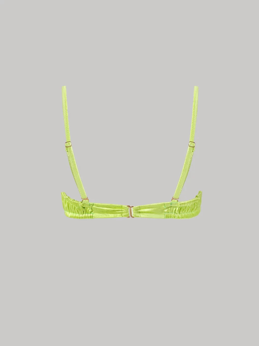 Luna Ruched Bikini Top in Chartreuse with Adjustable Straps and Double Layer Construction