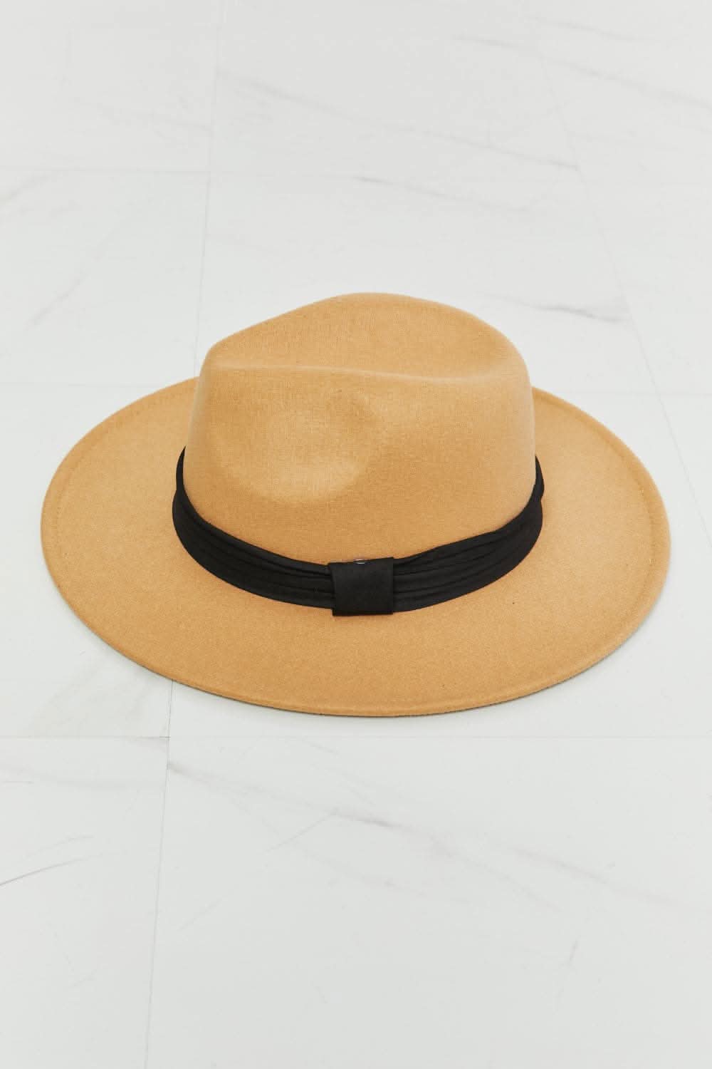 Fame fedora hat - dark tan, adjustable