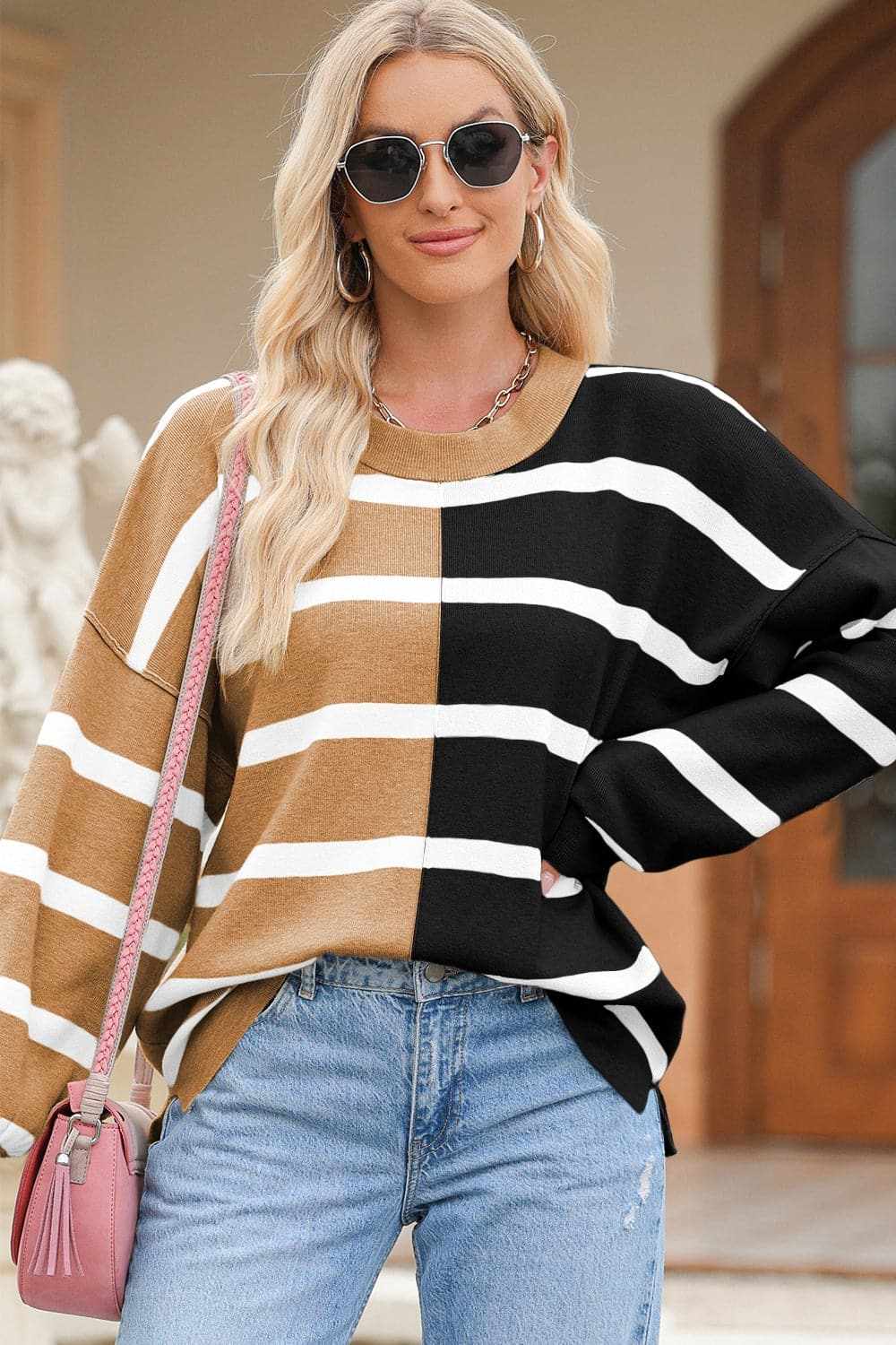 Chic striped long sleeve top
