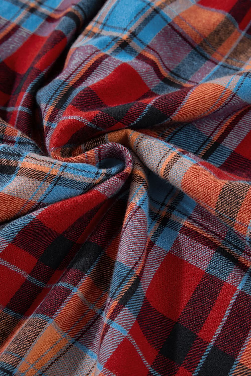 Red plaid plus size button-up shirt