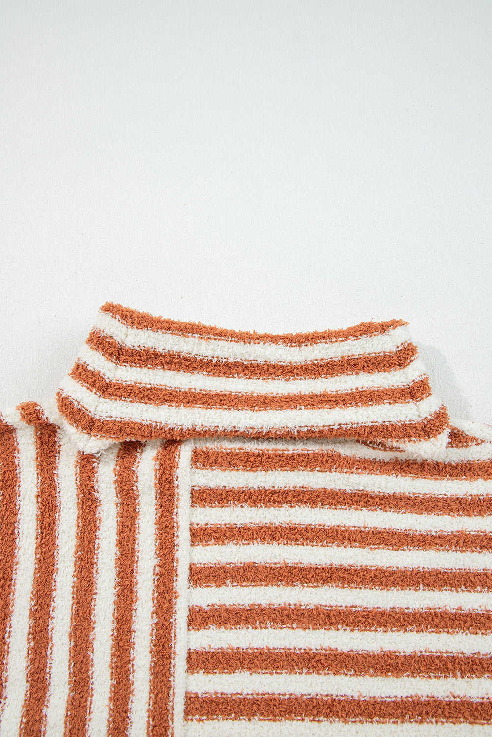 Orange Stripe Cowl Neck Drop Shoulder Sweater For Women