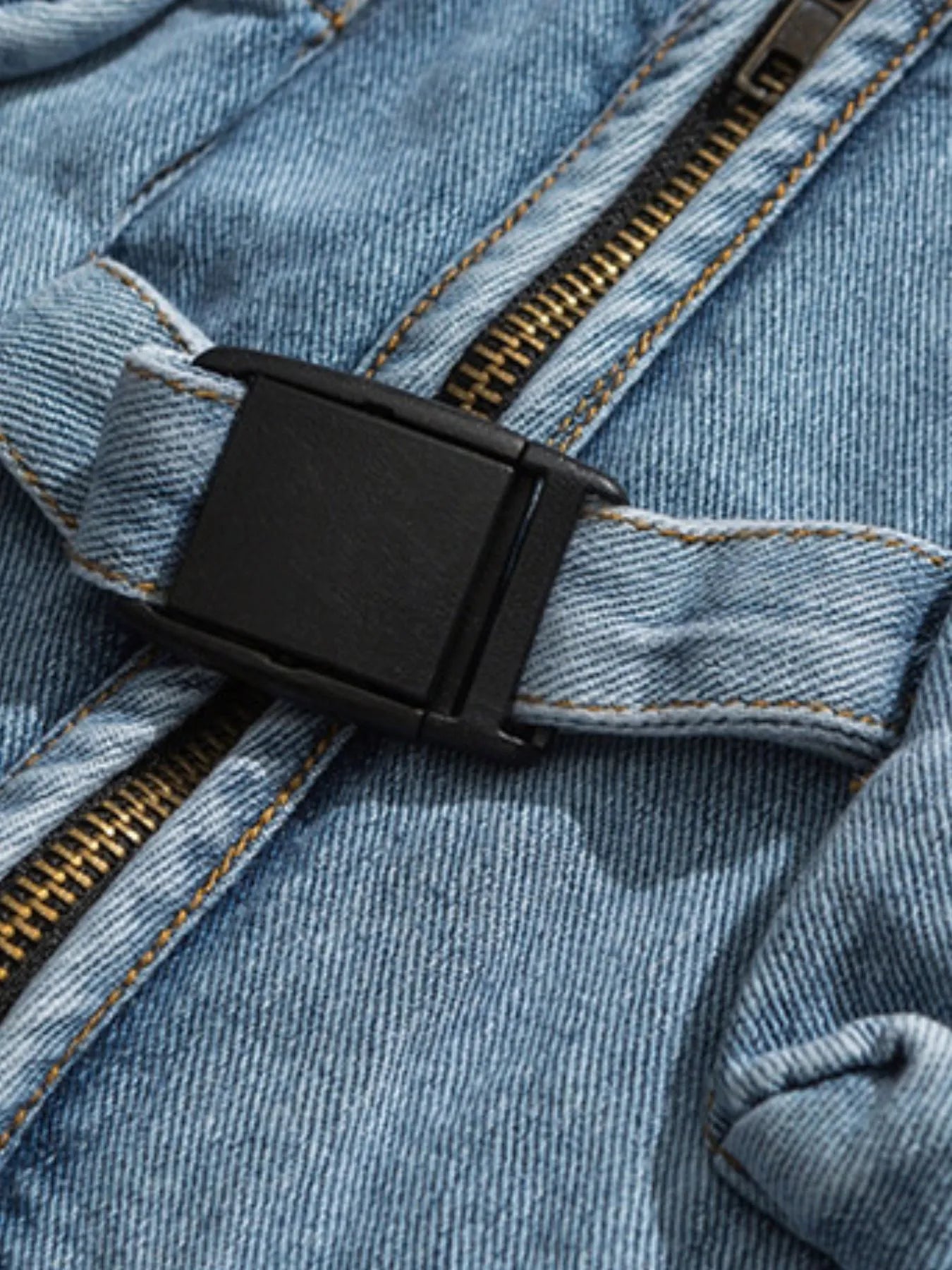 Multi-Pocket V-Neck Denim Vest