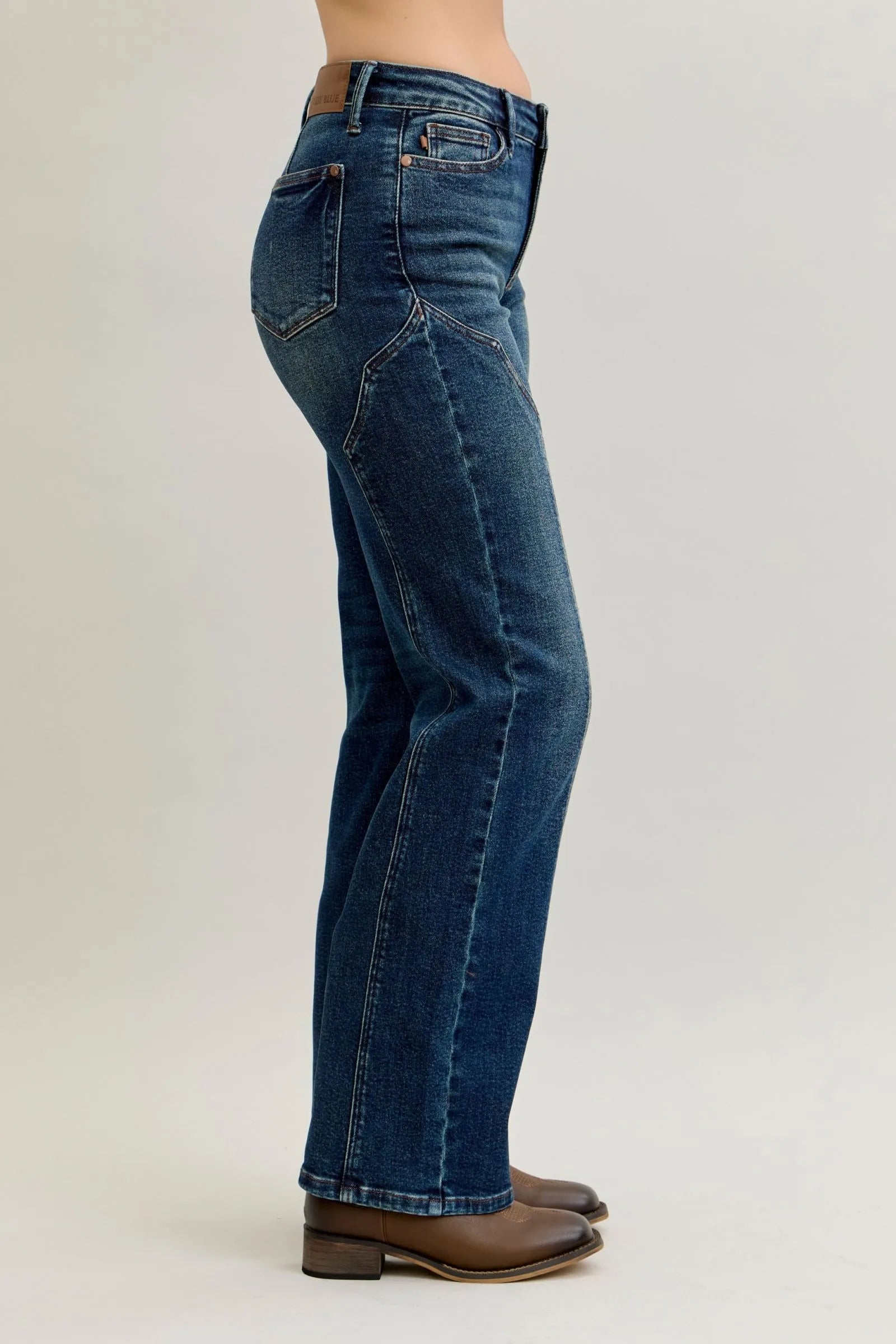 Judy Blue Plus Size High Waisted Straight Jeans Seam Detail