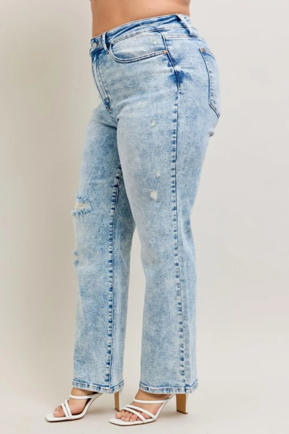 Judy Blue Mineral Wash Destroyed 90s Straight Jeans
