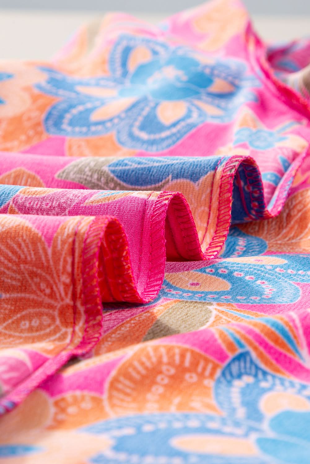 Rose plus floral blouse - frilly neck, puff sleeves