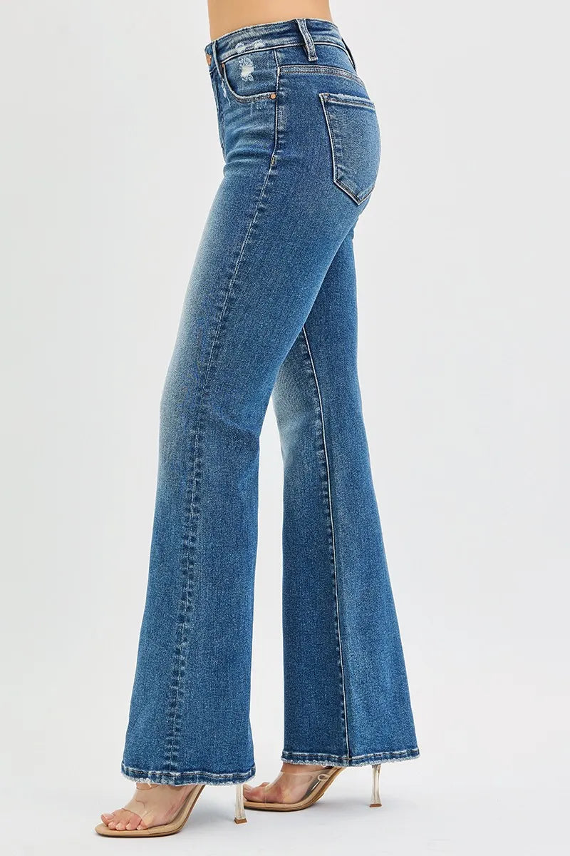 Risen Tummy Control High Rise Flare Jeans Plus Size