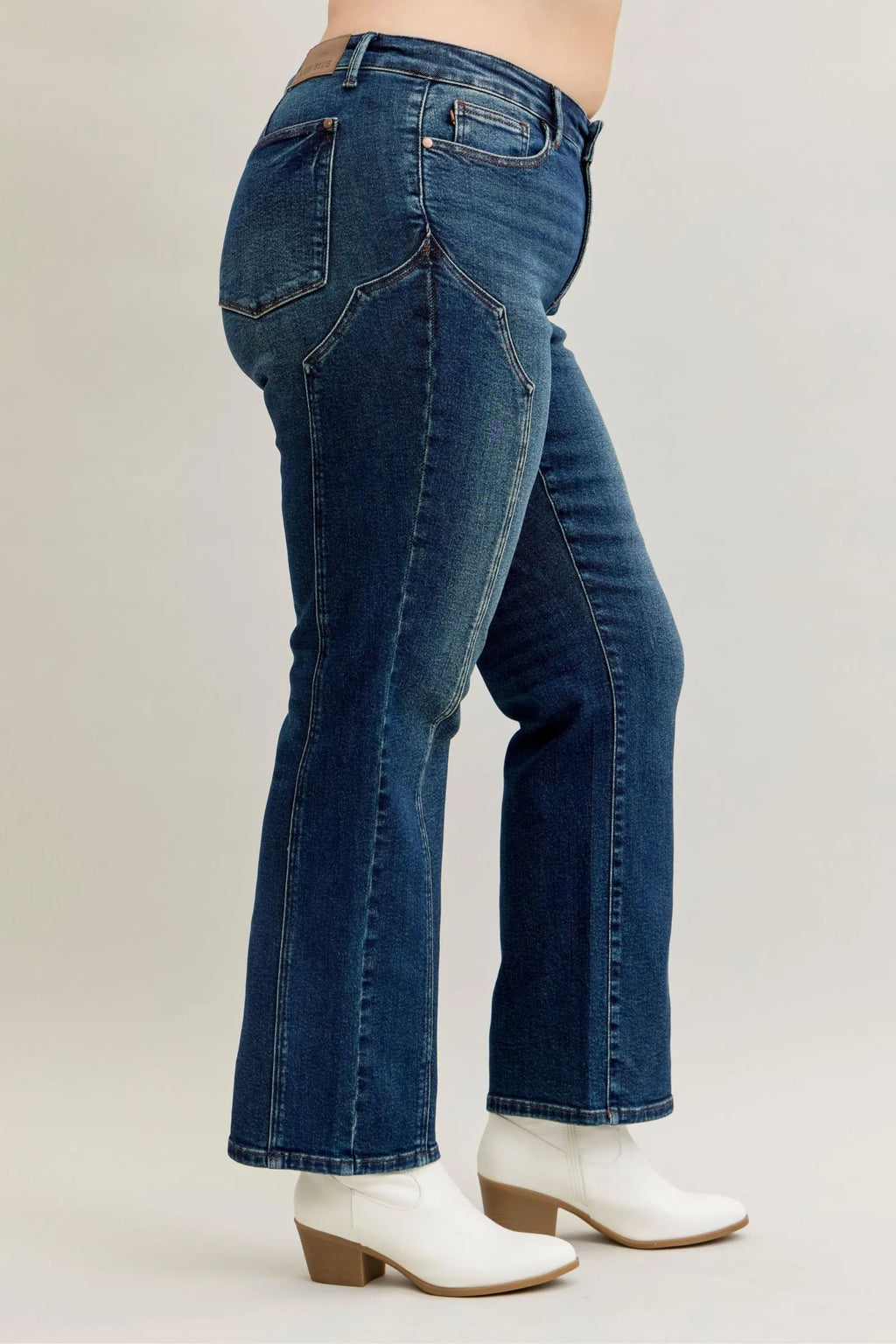 Judy Blue Plus Size High Waisted Straight Jeans Seam Detail