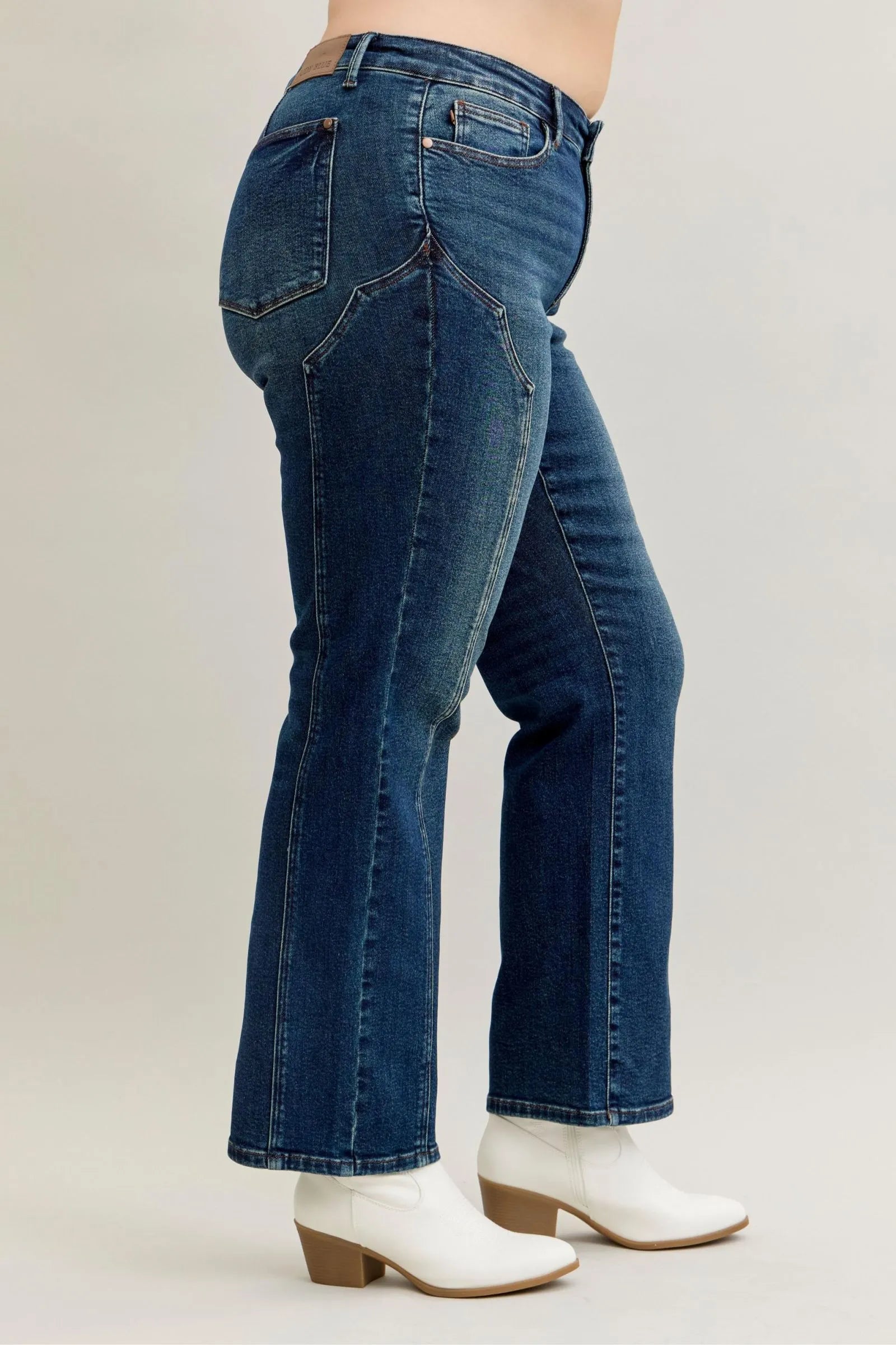 Judy Blue Plus Size High Waisted Straight Jeans Seam Detail