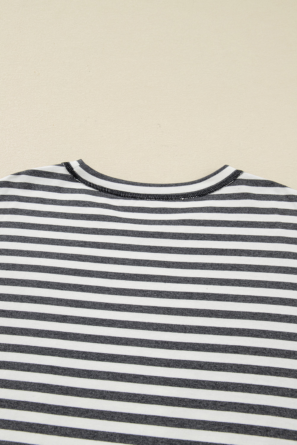 Gray Stripe Star Contrast Stitched Plus Size Long Sleeve Top