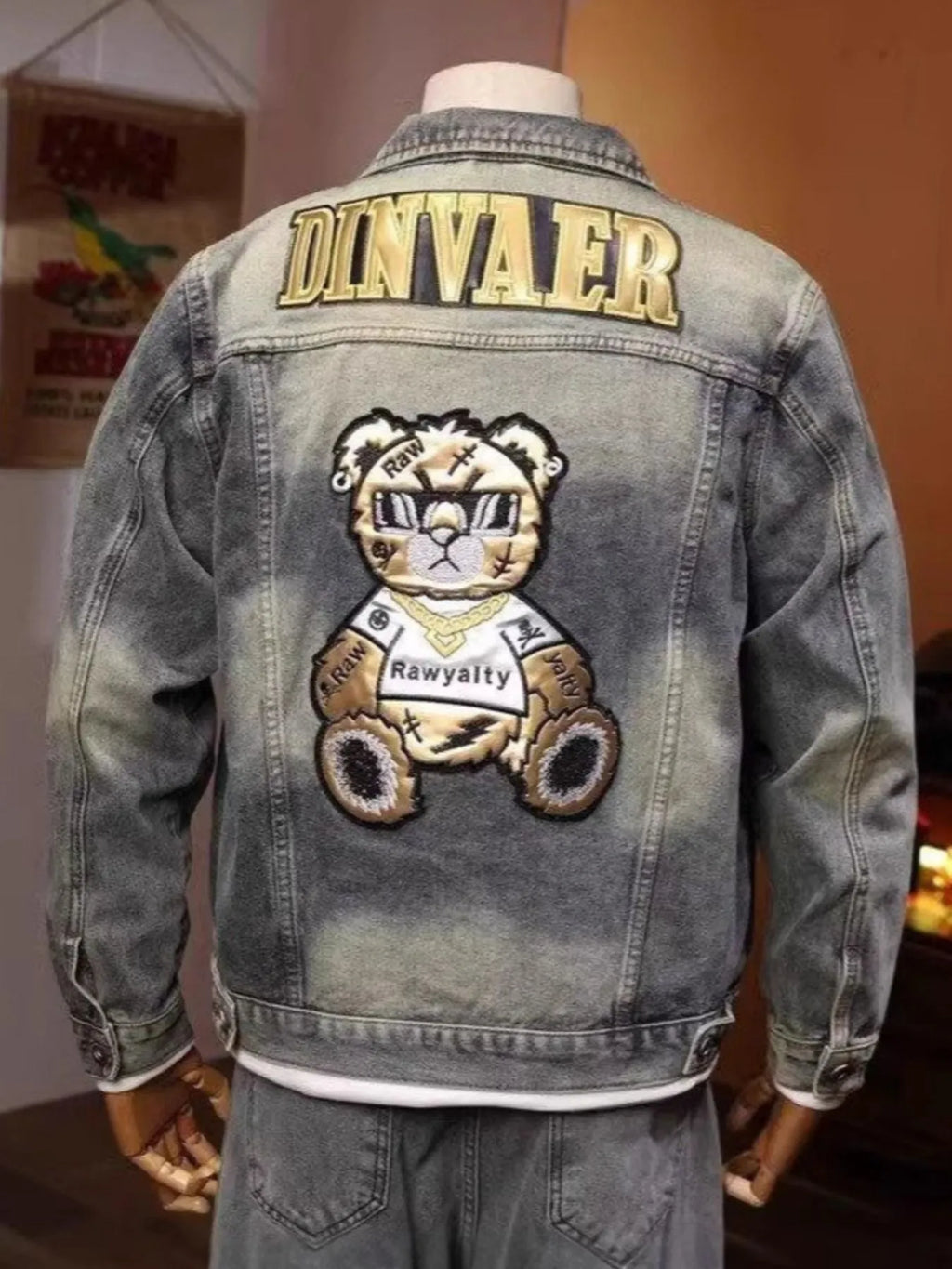 Men's Plus Size Button Up Long Sleeve Denim Jacket