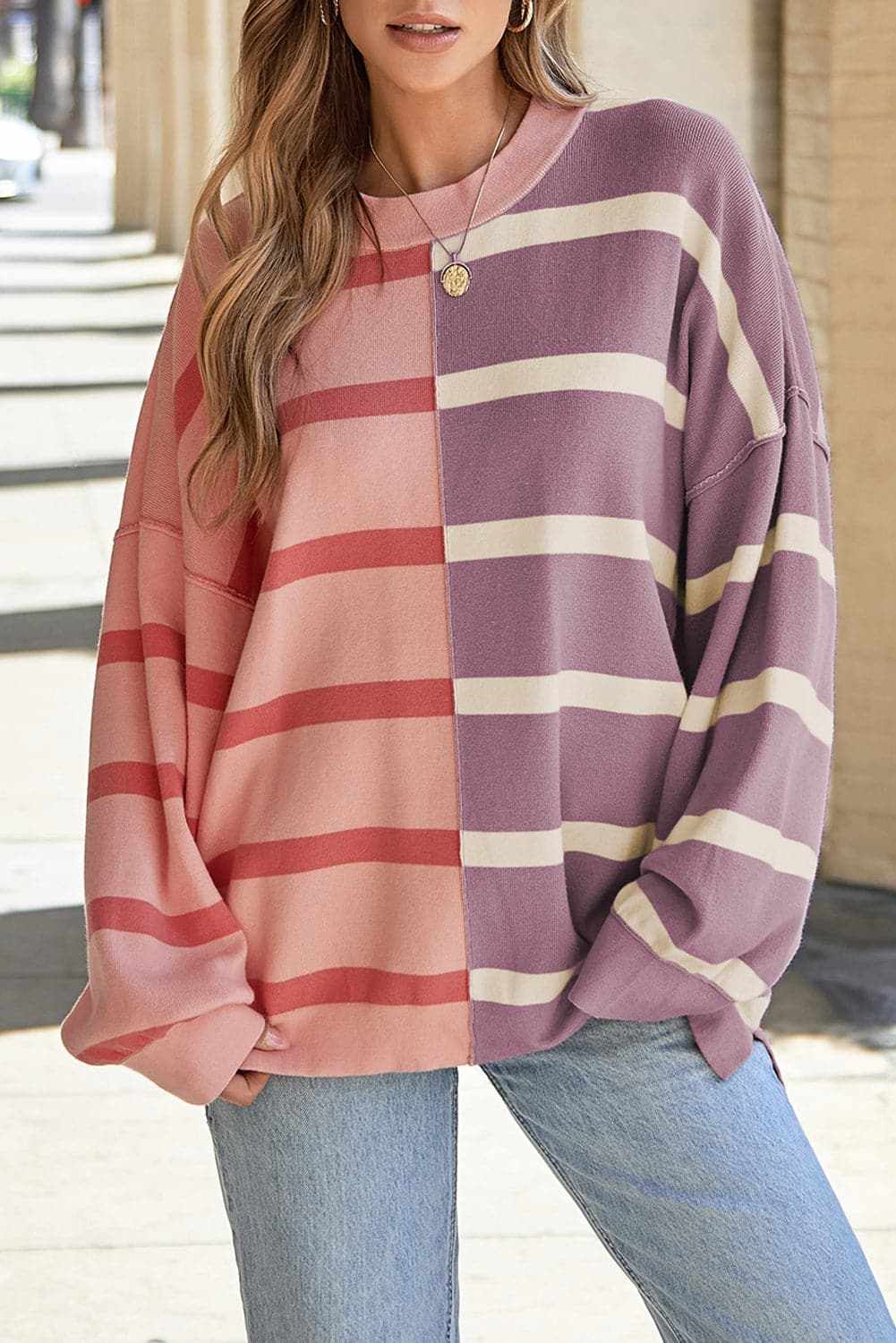 Chic striped long sleeve top