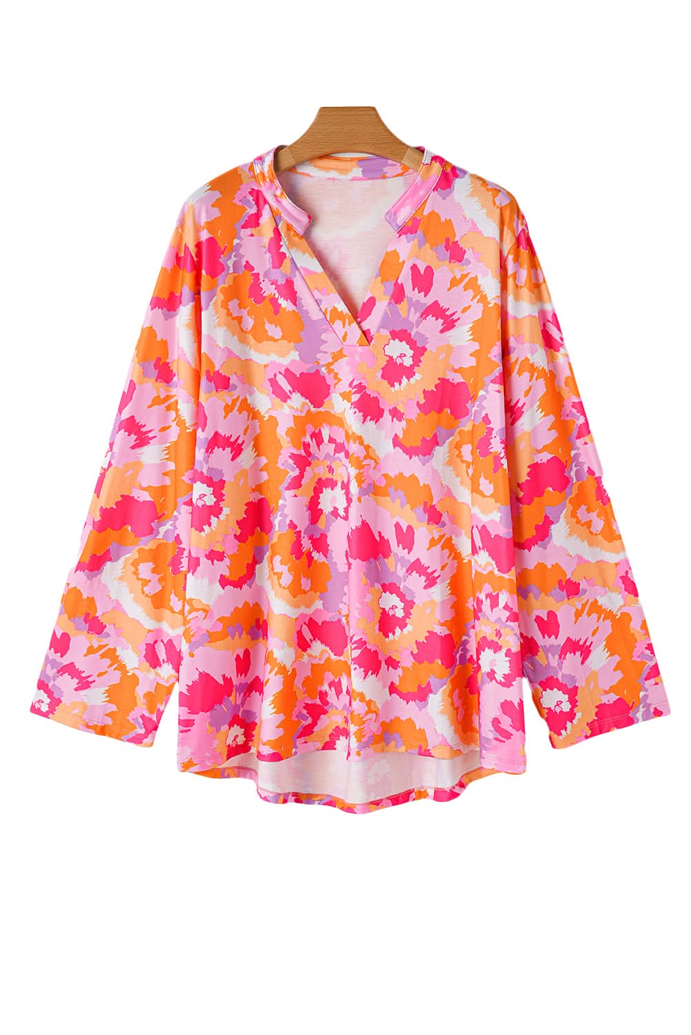 Chic pink floral plus size blouse