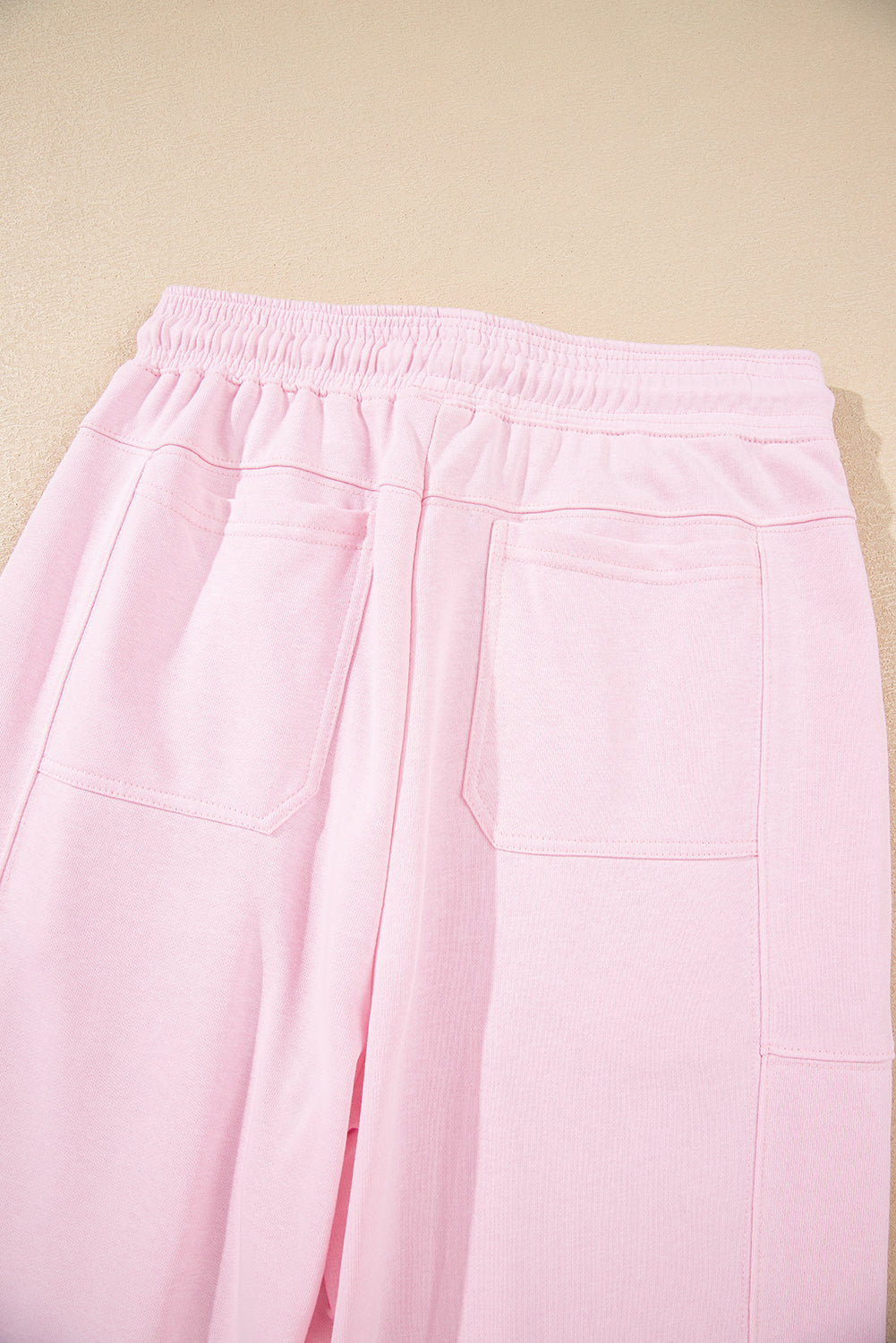Light Pink Drawstring Waist Patchwork Solid Color Jogger Pants