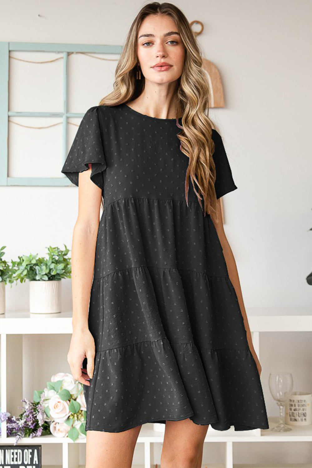 Heimish Swiss Dot Short Sleeve Tiered Dress for Effortless Style