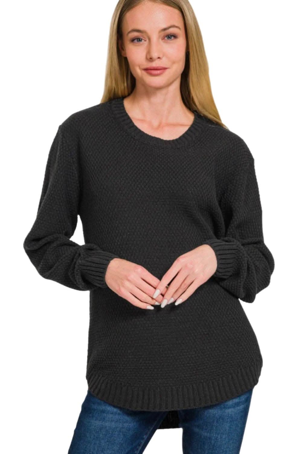 Zenana cozy curved hem sweater