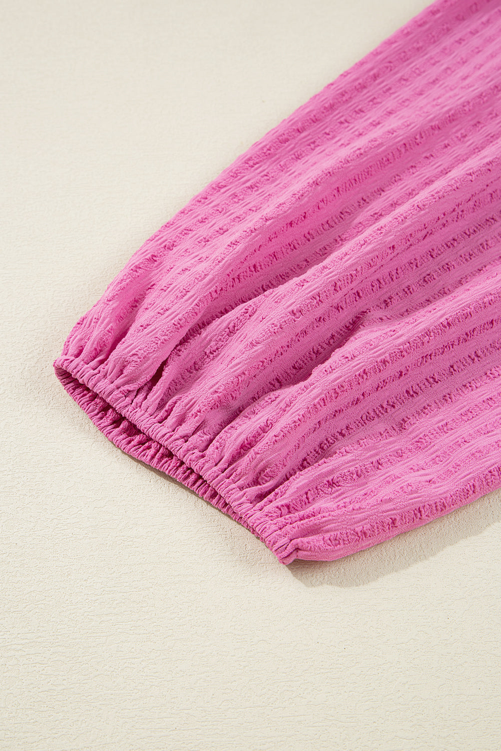 Premium Sachet Pink Plus Size Textured Tie Split Neck Puff Sleeve Flowy Mini Dress