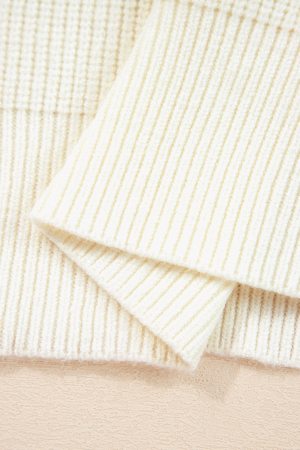 Beige Pumpkin Embroidered Ribbed Thanksgiving Sweater