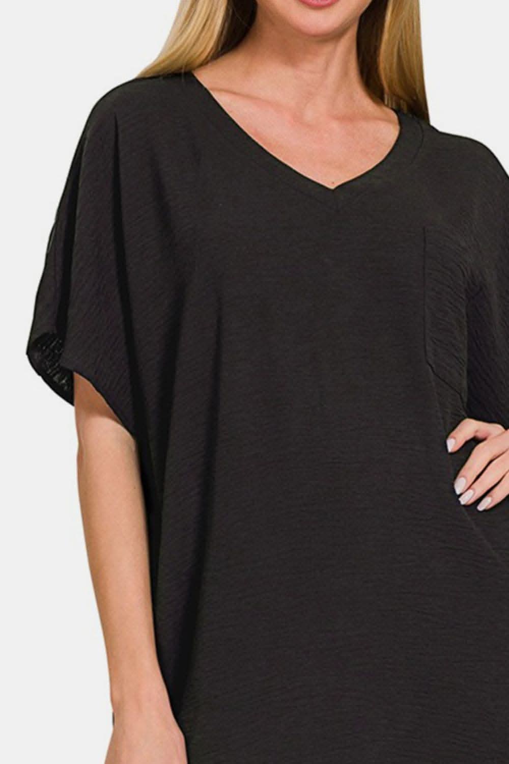 Zenana V-Neck Tee Dress with Pockets for Effortless Style