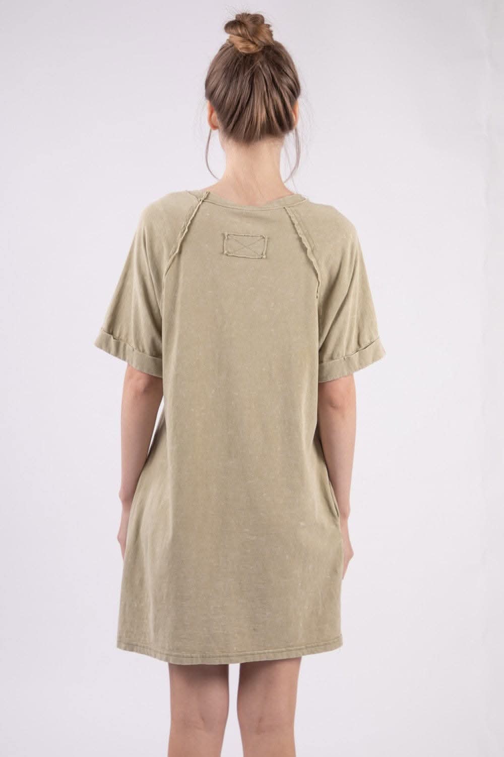 Very J Washed Round Neck Mini Tee Dress for Effortless Style