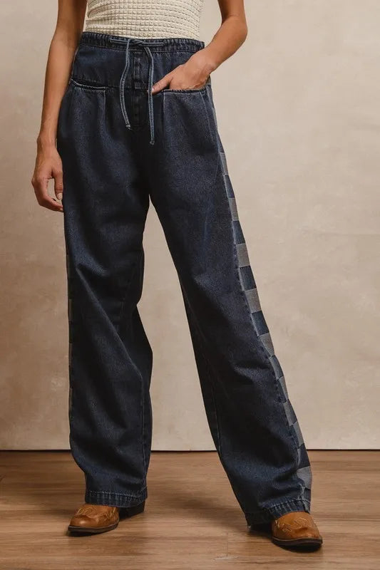 BiBi Washed Denim Mix And Match Long Pants