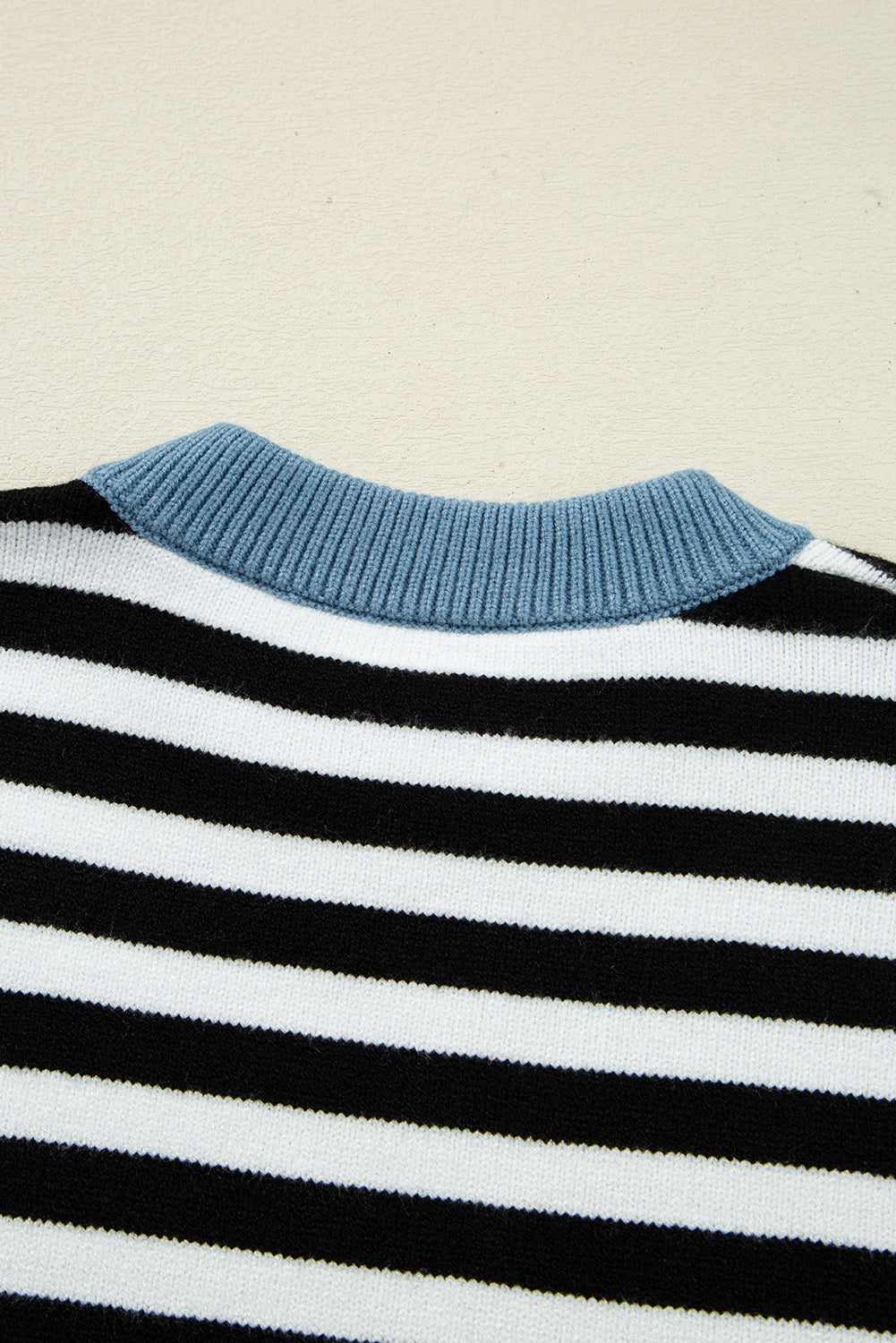 Black Striped Panel Colorblock Sleeve Chic Cozy Sweater