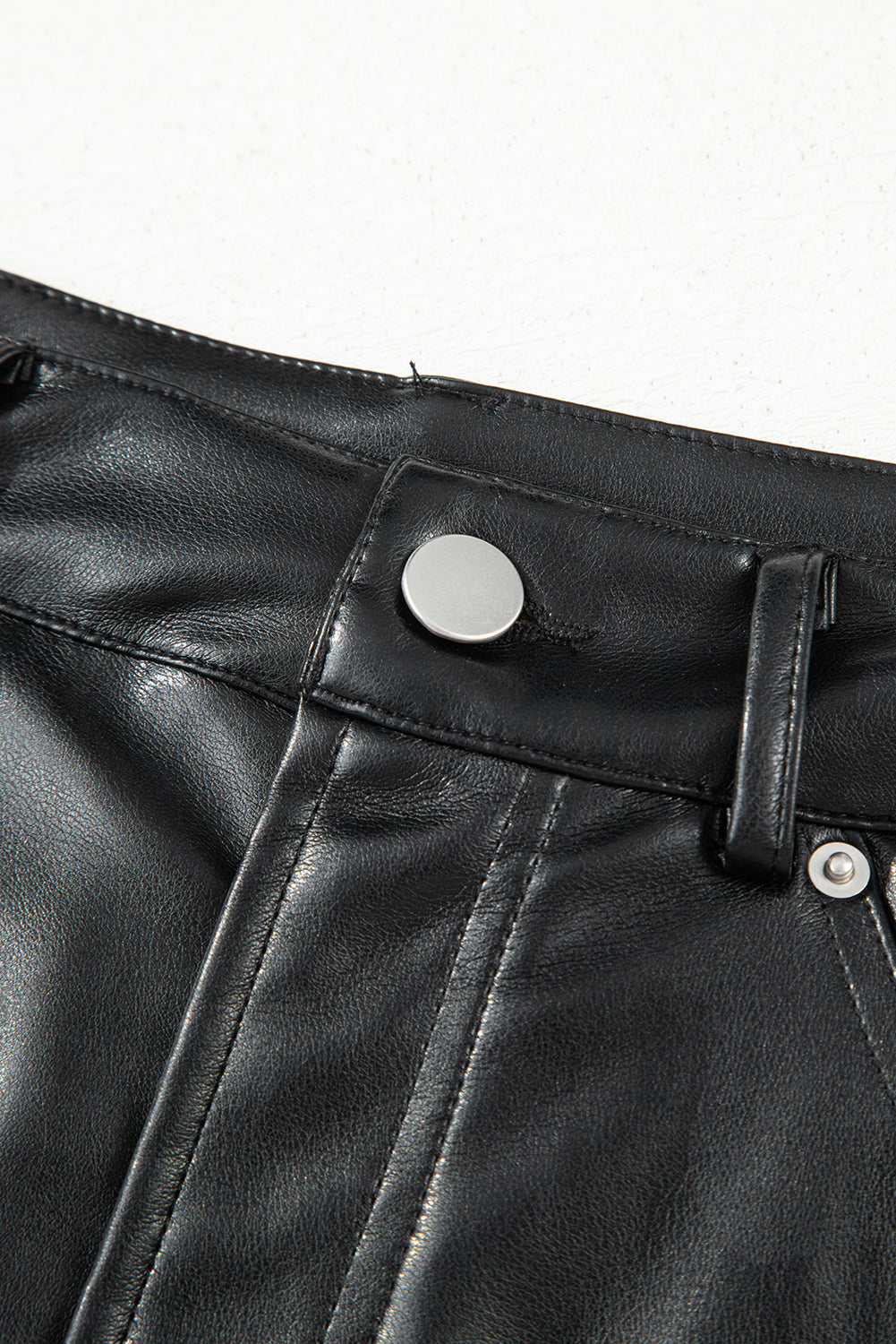 Black Faux Leather Side Slit Maxi Skirt For Evening Wear