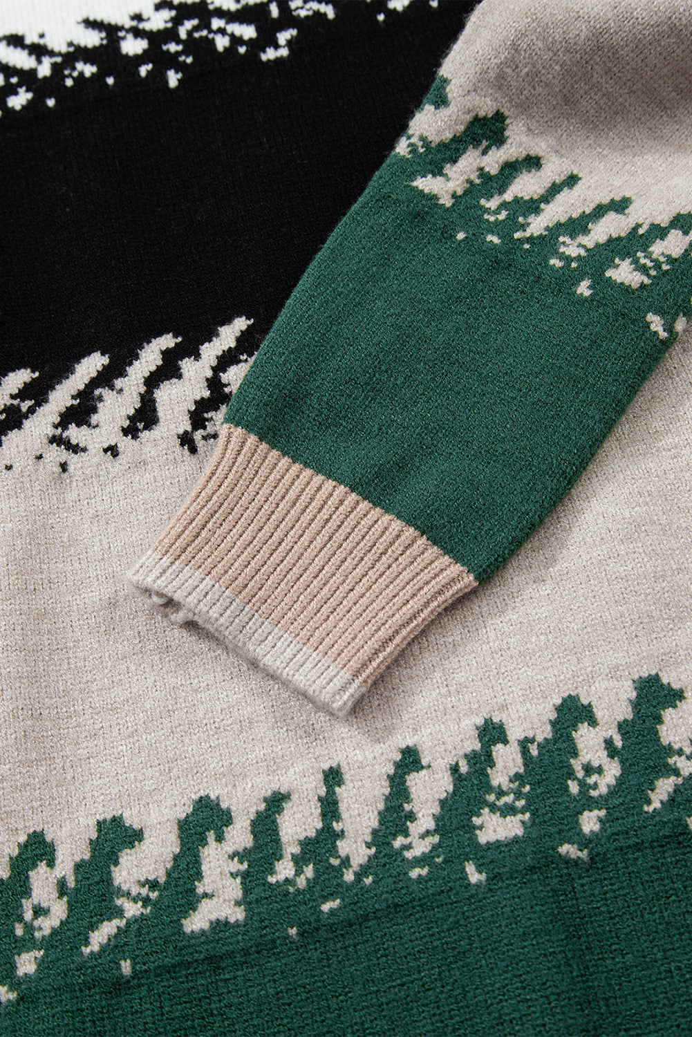 Premium Black Color Block Drop Shoulder Sweater Stylish Pattern