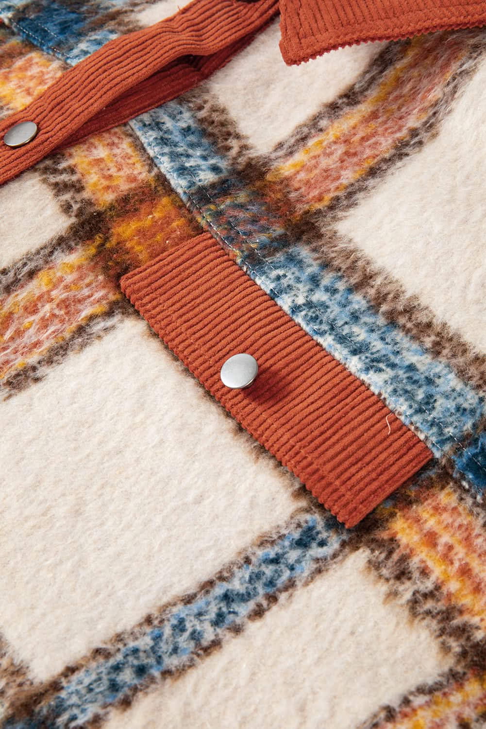 Brown stripe plus size plaid jacket