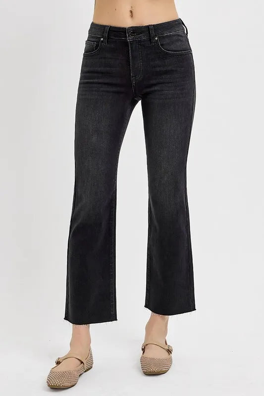 Risen Tummy Control Mid Rise Crop Straight Jeans
