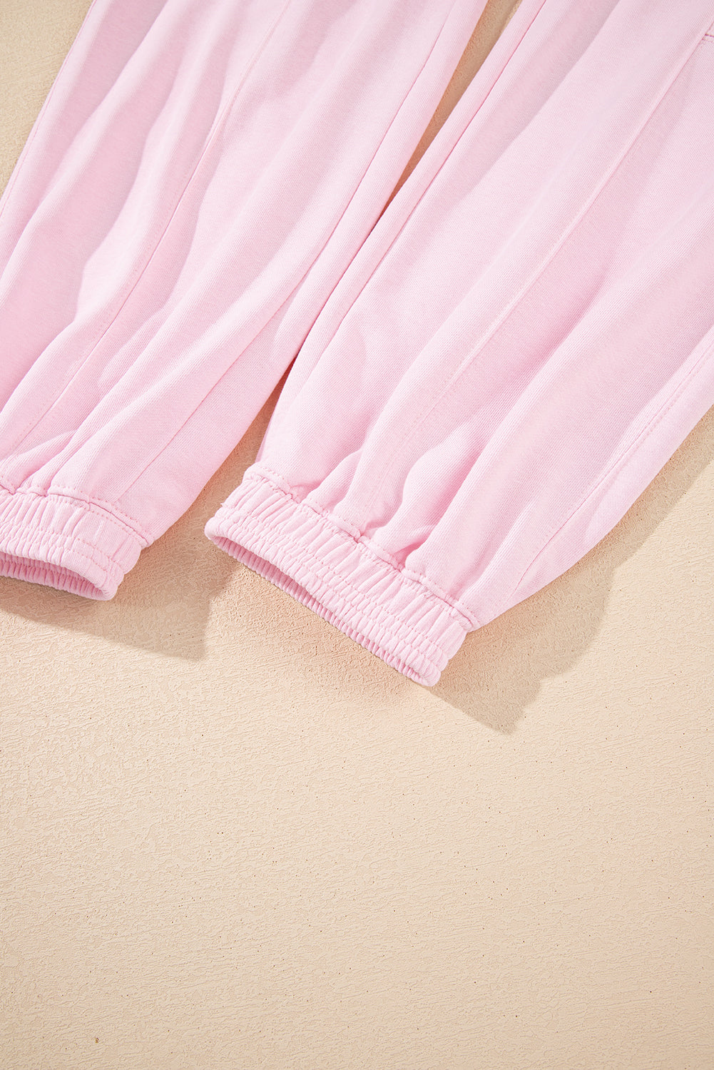 Light Pink Drawstring Waist Patchwork Solid Color Jogger Pants