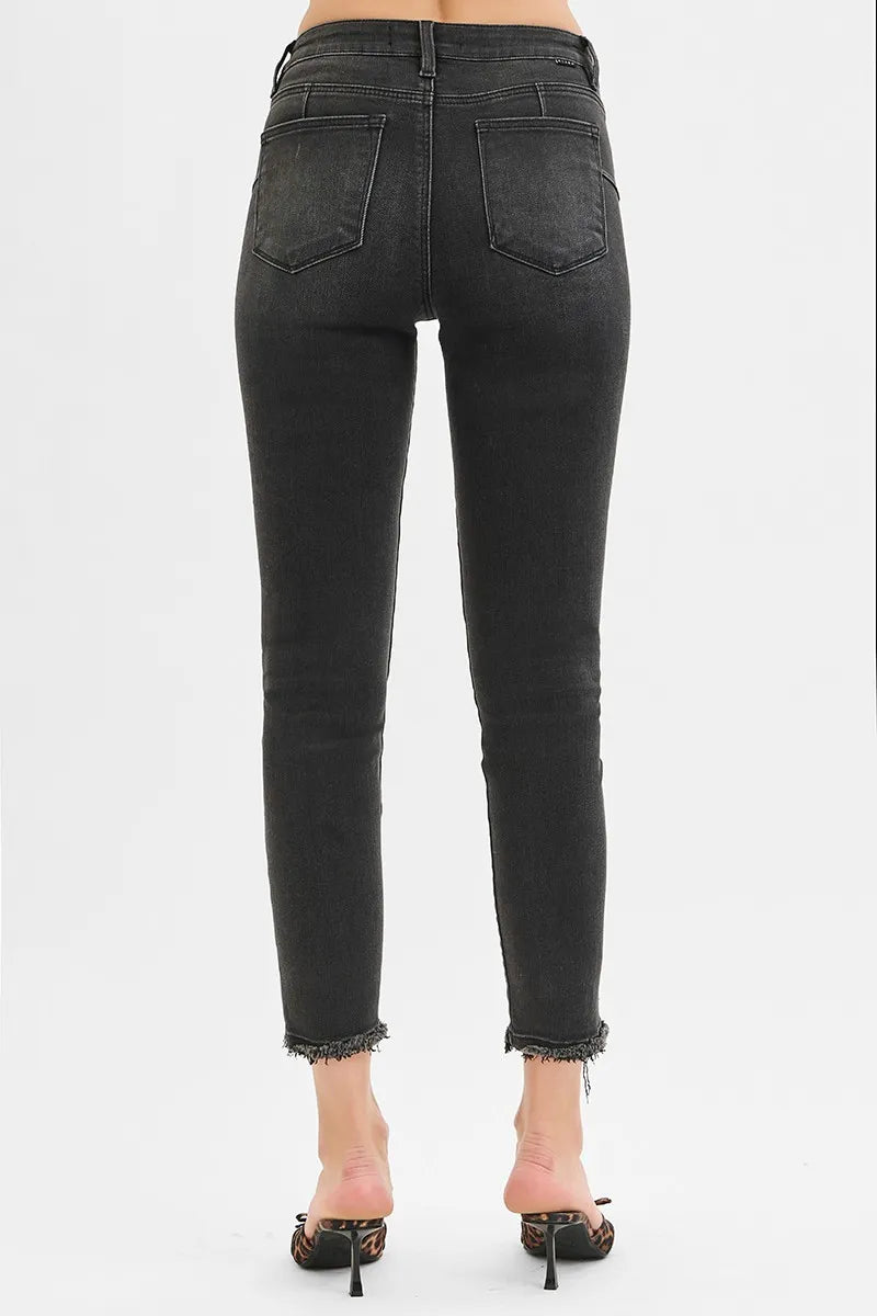 RISEN Full Size Tummy Control Mid Rise Crop Skinny Jeans Plus Size