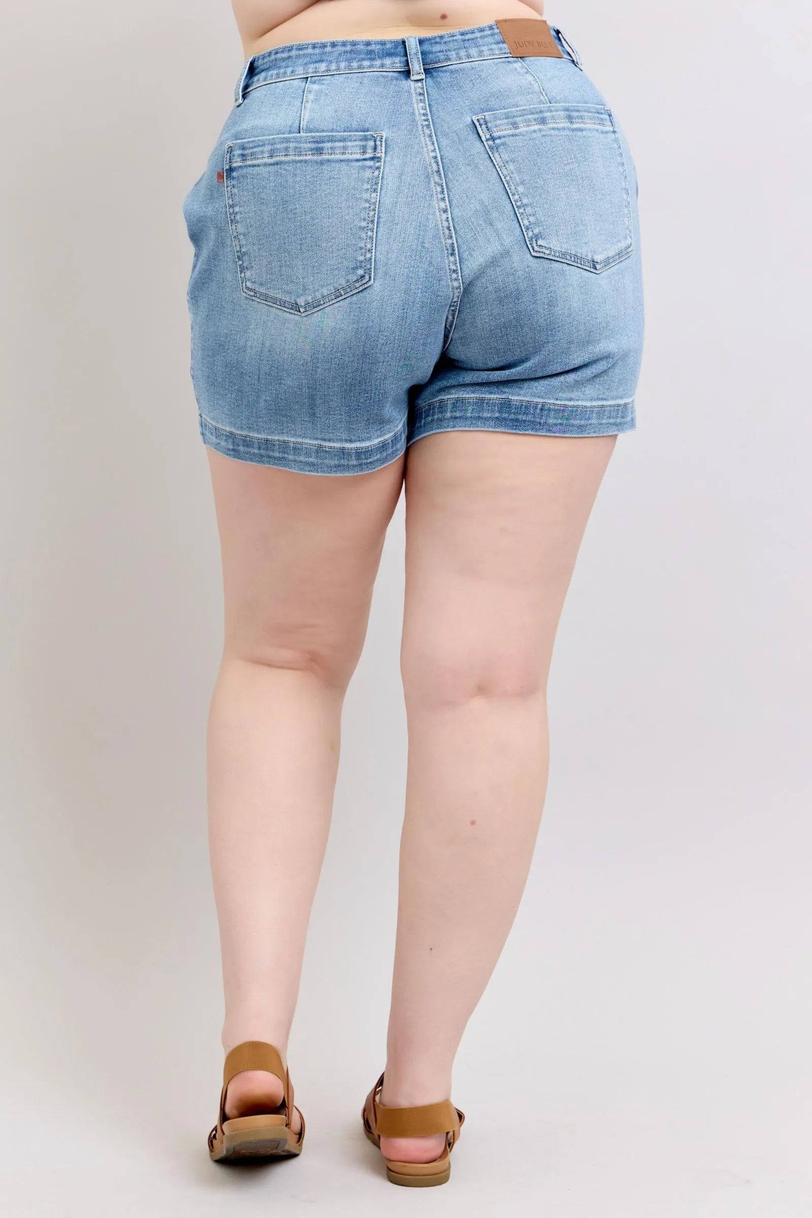 Judy Blue Plus Size High Rise Denim Shorts Light Blue Wash