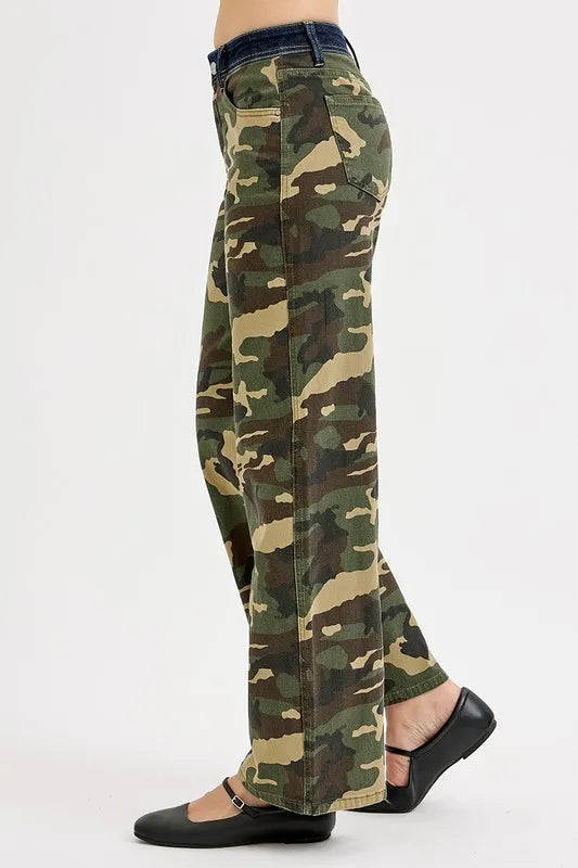 RISEN Camouflage Wide Leg Jeans