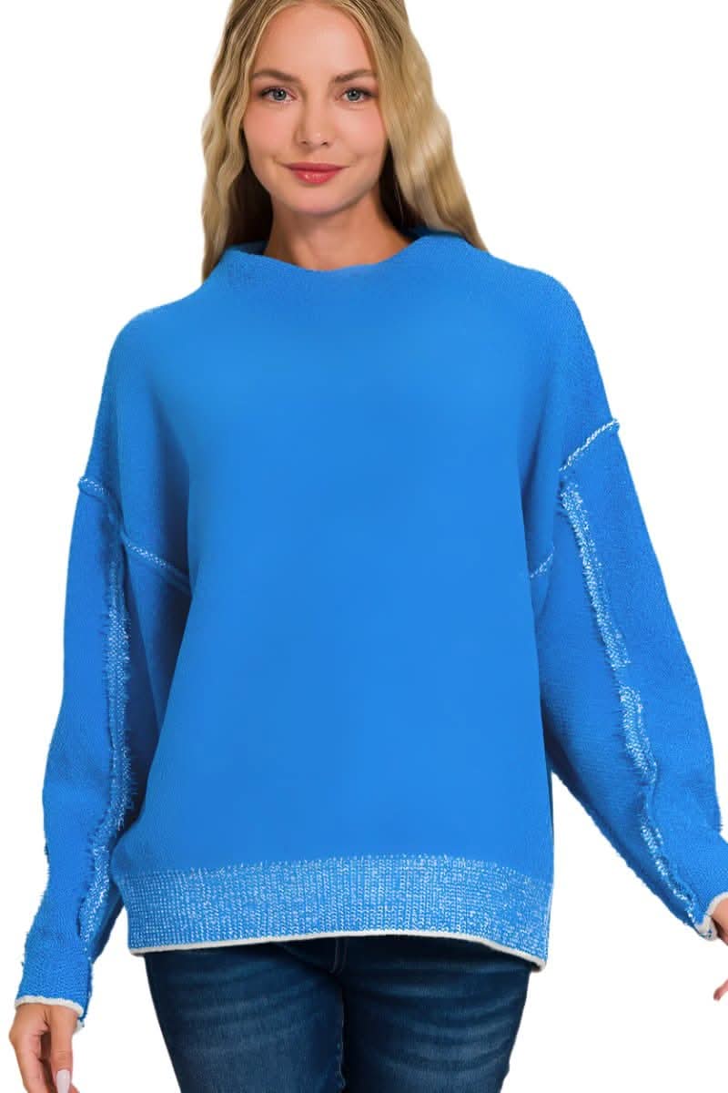 Zenana mock neck long sleeve sweater