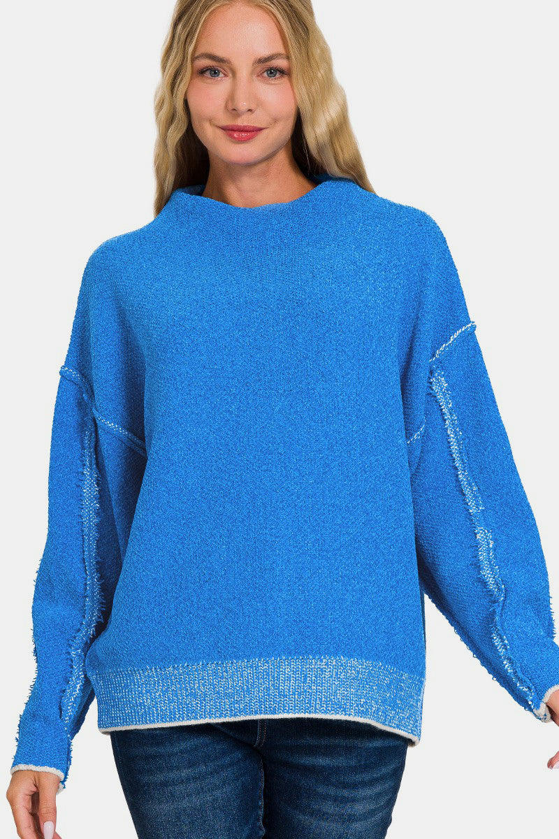 Zenana mock neck long sleeve sweater