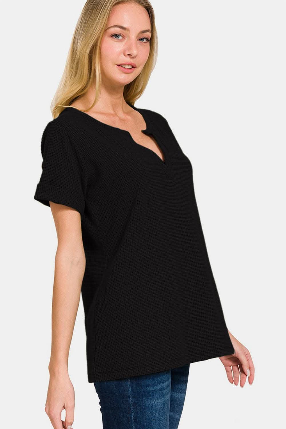 Chic notched short sleeve tee